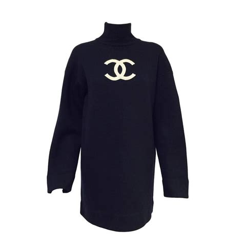 coco chanel sweater dress|authentic Chanel logo sweater.